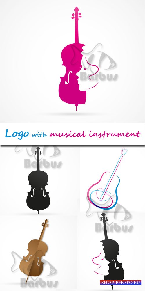 Logo with a musical instrument / Логотипы с музыкальными инструментами - Vector stock