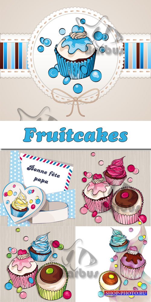 Fruitcakes / Пирожные и кексы - Vector stok