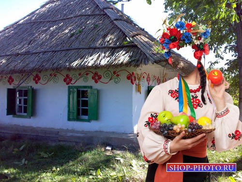 Шаблон женский - С венком и вышиванке в селе