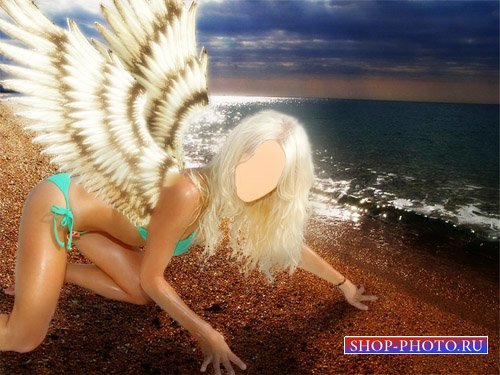 Женский шаблон для фотошопа - Девушка с крыльями