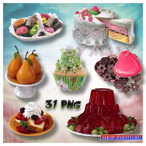 Клипарты со сладостями для фотошопа - Красивые десерты