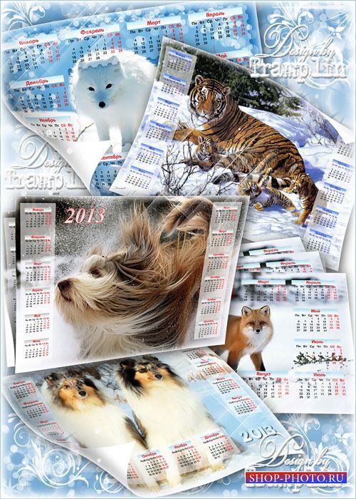 Отличные прикольные Календари на 2013 год -  Животные зимой