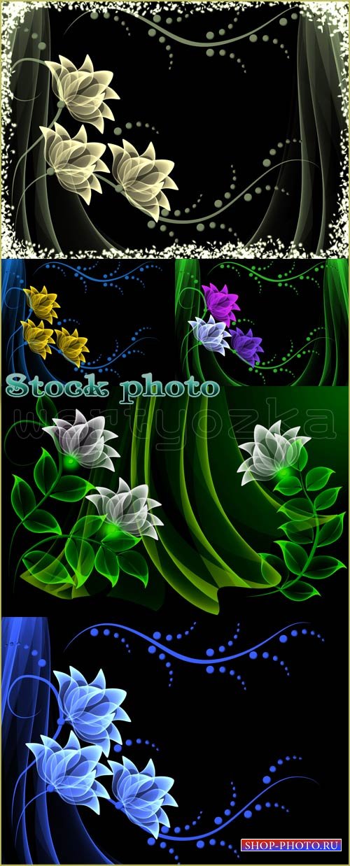 Фоны с неоновыми цветочками / Background with beautiful flowers, floral magic light