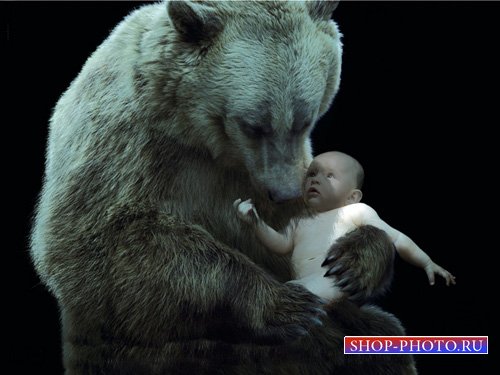  Шаблон для малышей - Малыш и медведь 