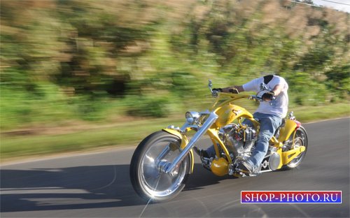  Шаблон для фотошопа - Путешествие на желтом мотоцикле 