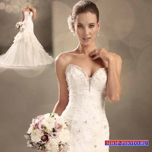  PSD шаблон - Восхитительная невеста в свадебном платье 