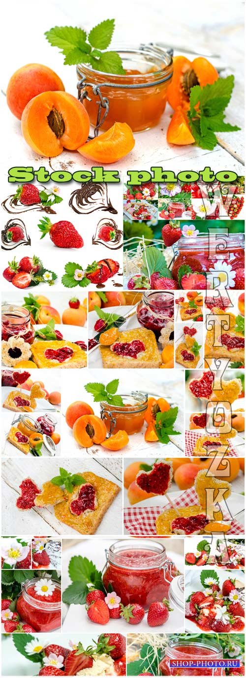 Ягоды, клубника и абрикос / Berries, strawberries and apricots - Raster clipart