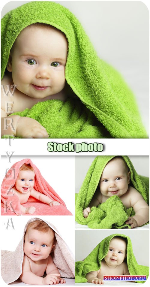 Малыши в полотенце / Kids in the towel - Raster clipart