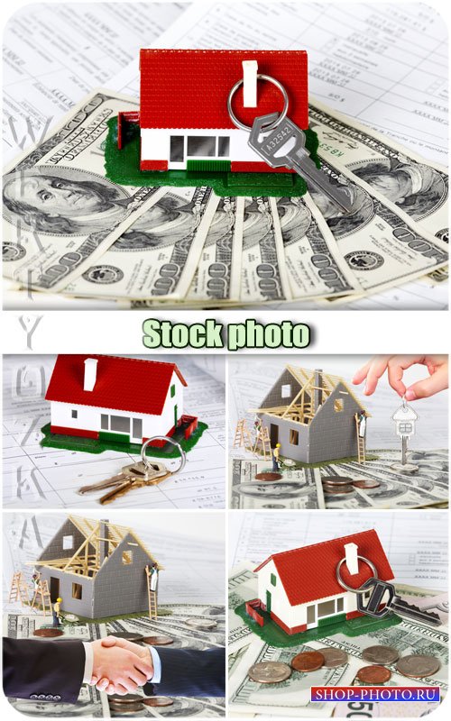 Строительство дома / Construction of the house, the keys to a new home - Raster clipart