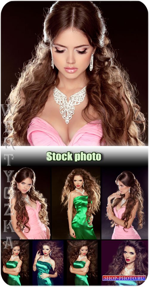 Шикарная девушка с длинными волосами / Gorgeous girl with long hair - Raster clipart