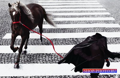  Шаблон для фото - Девушка с красивой лошадкой на переходе 