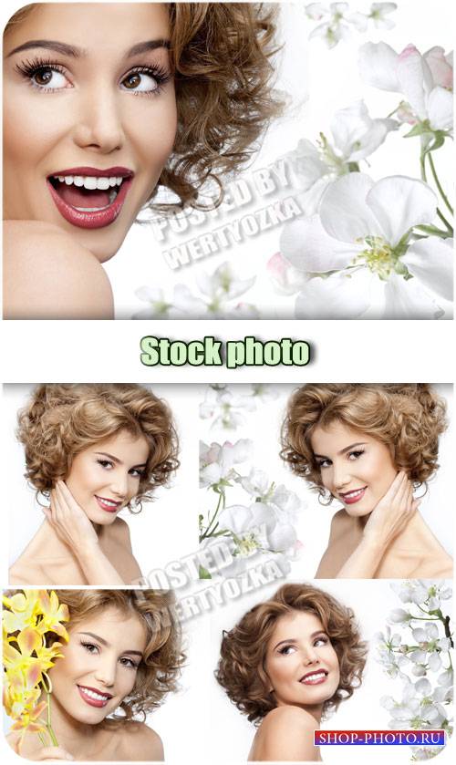 Девушка с весенними цветами / Girl with spring flowers - stock photos