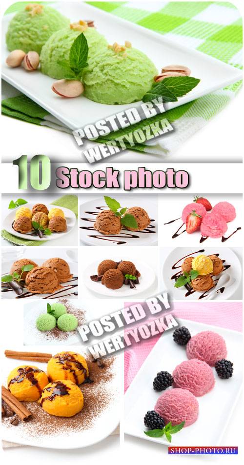 Мороженое, сорта мороженого, сладкое лакомство / Ice cream - stock photos