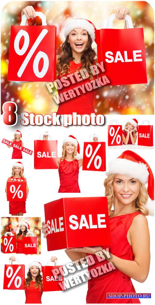 Зимняя распродажа, очаровательные девушки / Winter sale  - stock photos