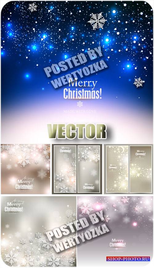 Новогодние фоны с звездами и снежинками / Christmas background with stars - stock vector