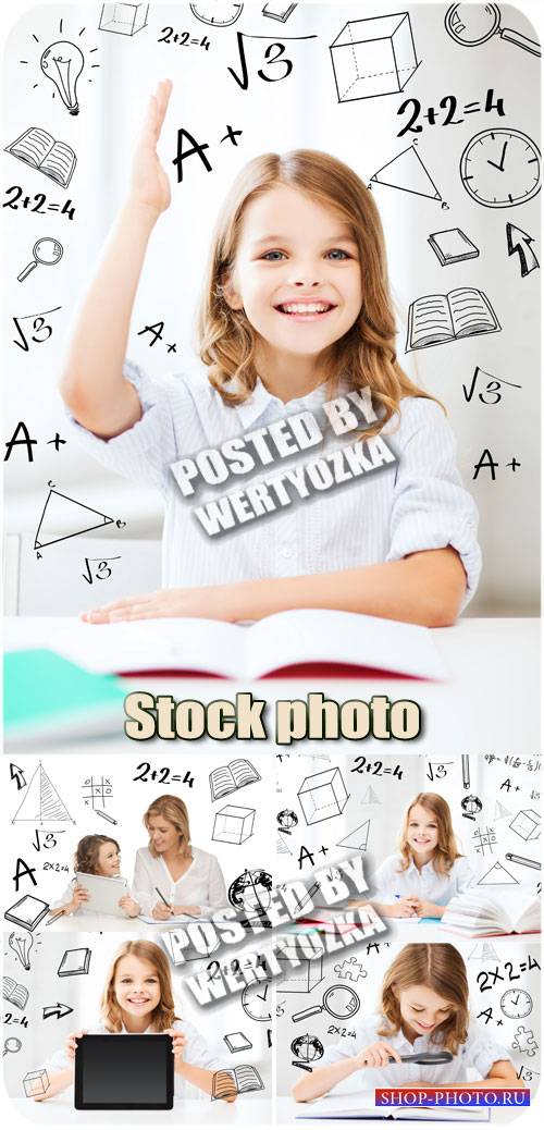 Школьные уроки, девочка школьница / School lessons, girl schoolgirl - stock photos