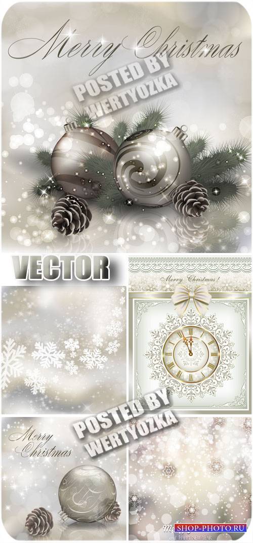 Серебристый новый год, зимние фоны / Silver new year, winter backgrounds - stock vector