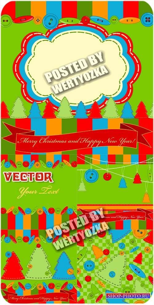 Новогодние фоны с елочками / Christmas background with christmas trees - stock vector