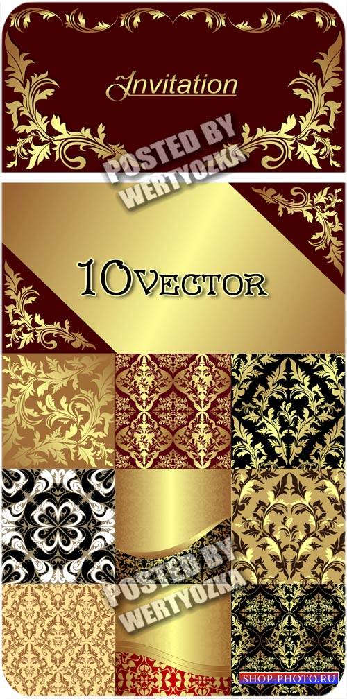 Золотые фоны, узоры, орнаменты / Gold backgrounds, patterns, ornaments - stock vector