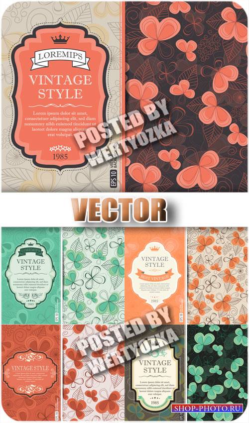 Винтажные векторные обложки с цветами / Vintage vector cover with flowers - vector