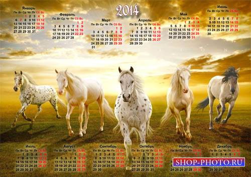  Настенный календарь - Табун коней 