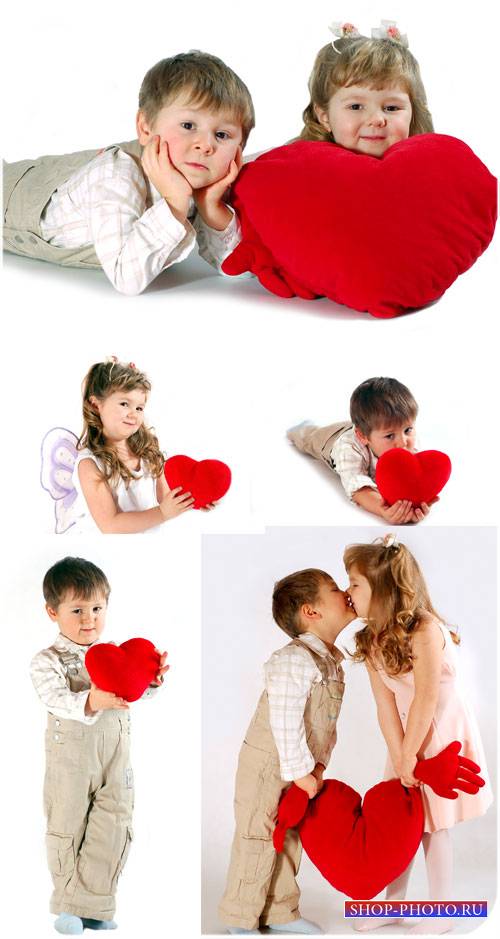 Мальчик и девочка с сердцем - сток фото