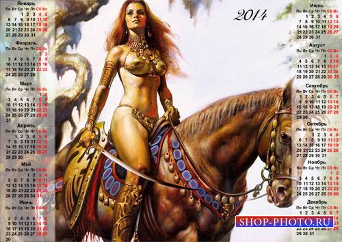  Календарь на 2014 год - Девушка-воин фэнтези 