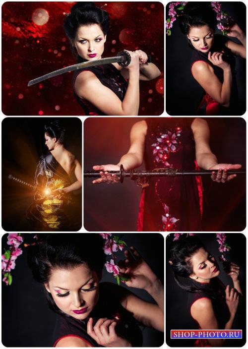 Девушка с мечем, восточная девушка / Girl with a sword, oriental girl - Stock Photo