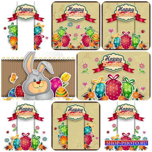 Пасха, пасхальные яйца, кролик, весенний вектор / Easter, spring vector