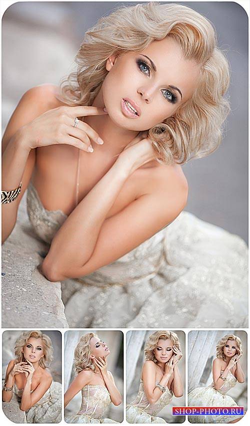 Светловолосая девушка в красивом платье / Blonde girl in a beautiful dress - Stock Photo