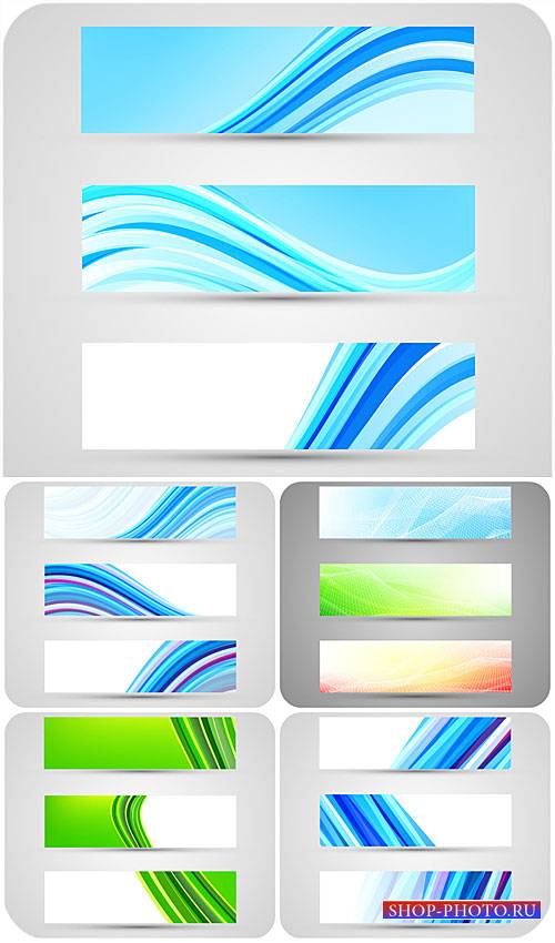 Векторные баннеры с разноцветными линиями / Vector banners with colorful lines 
