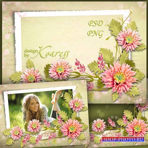 Женская рамка для фотошопа с летними цветами - Цветочная романтика