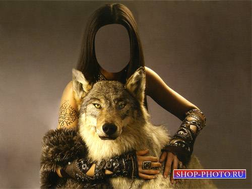  Шаблон для фотомонтажа - С хищным волком 