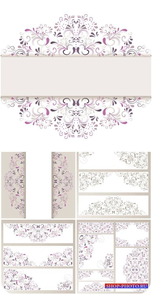Векторные фоны с красивыми цветочными узорами / Vector backgrounds with beautiful floral patterns