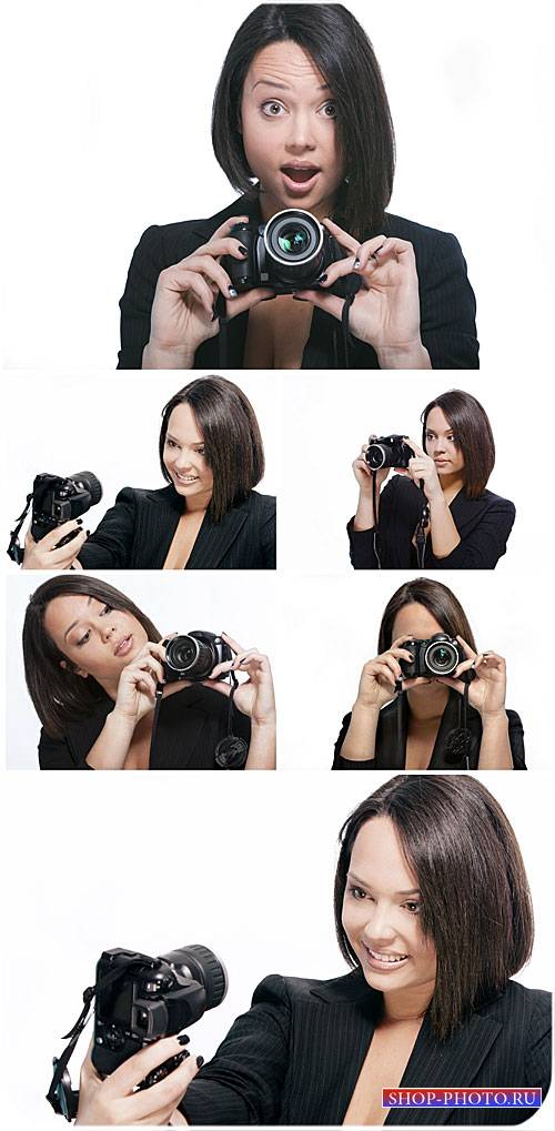 Девушка с фотоаппаратом / Girl with camera - Stock Photo