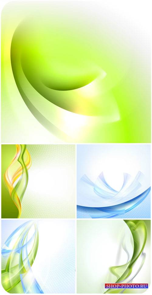 Векторные фоны с голубой и зеленой абстракцией / Vector background with blue and green abstraction