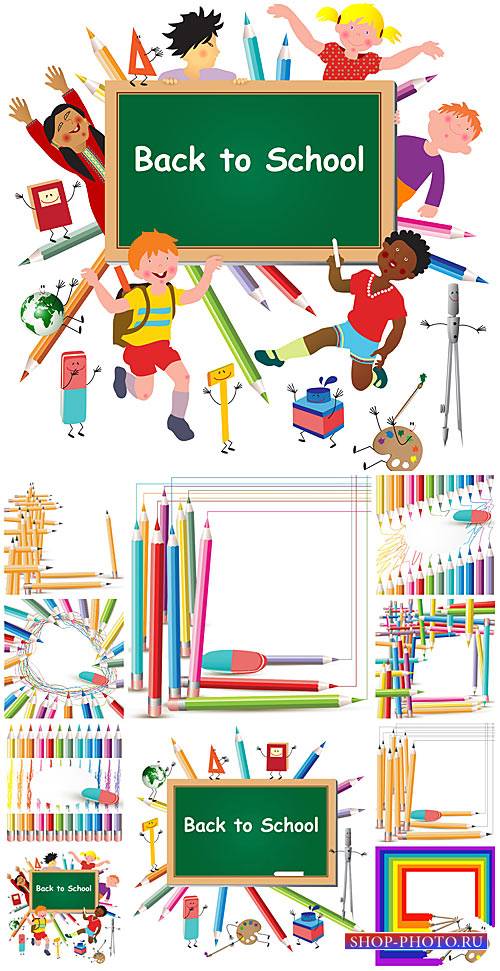 Школьные принадлежности в векторе, карандаши / School supplies, vector pencils