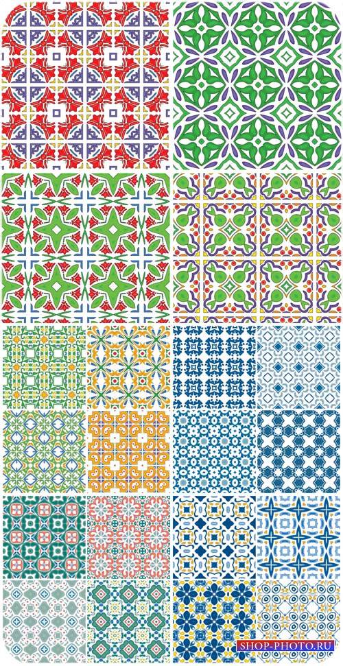 Векторные геометрические узоры, фоны с цветочными узорами / Vector geometric patterns