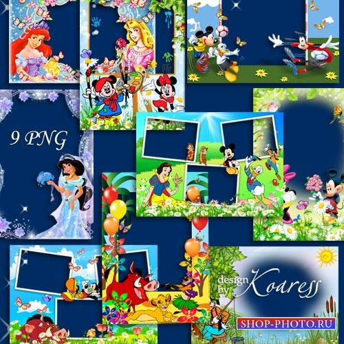 Набор детских png рамок с героями диснеевских мультфильмов - Вместе с верными друзьями
