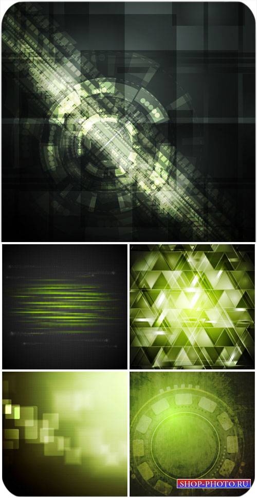 Темные векторные фоны с зеленой абстракцией / Dark vector backgrounds with green abstraction