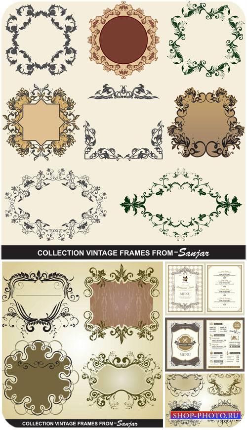 Винтажные рамки, декоративные элементы в векторе / Vintage decorative elements vector