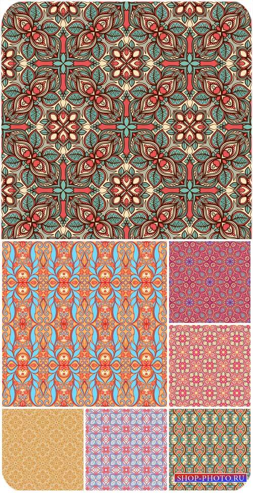 Фоны с цветочными узорами, векторные текстуры / Backgrounds with floral patterns, vector texture
