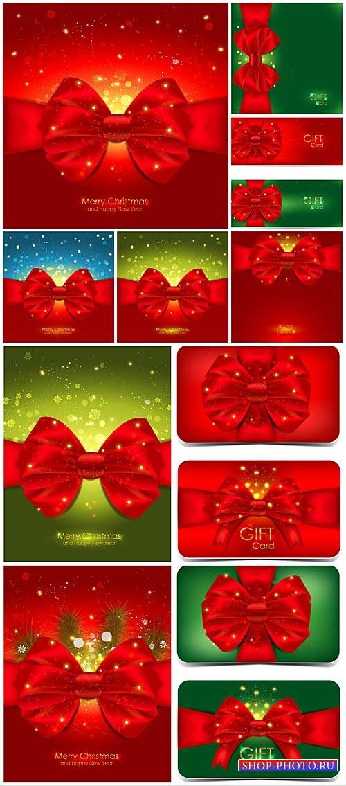Рождественские векторные фоны  / Christmas vector background with red bows