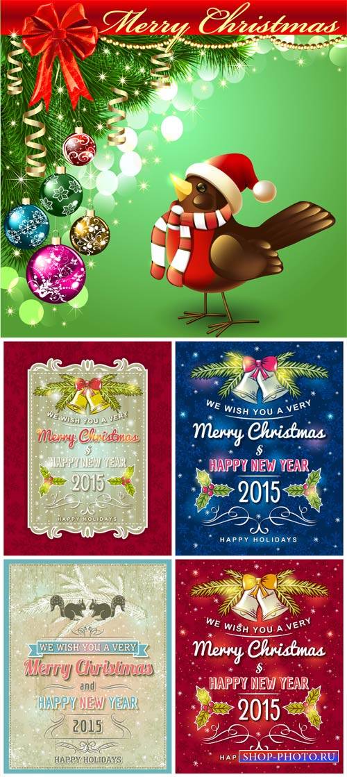 Рождественский вектор, елка, праздничные поздравления / Christmas vector, tree, holiday greetings
