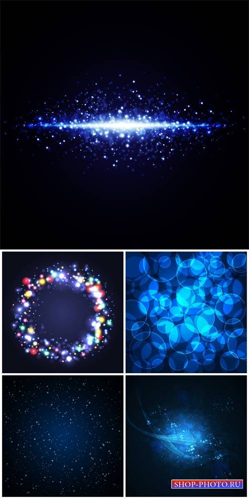Темные векторные фоны с синим сиянием / Dark vector backgrounds with blue glow