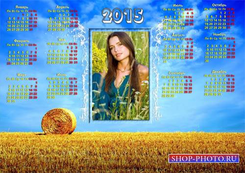  Календарь 2015 - Колосья пшеницы под синим небом 