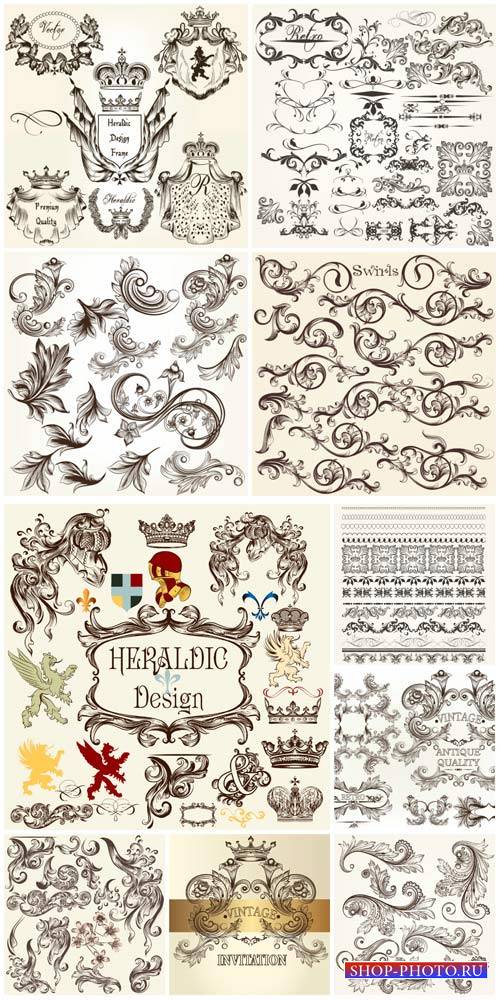 Design decorative elements vector, ornaments, heraldry