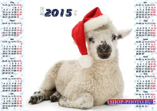  Календарь - Миленькая овечка в новогодней шапке 