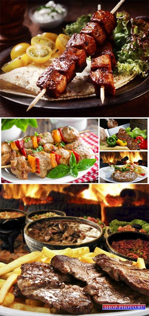 Meat dishes, barbecue - stock photos