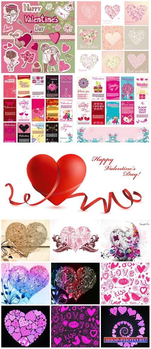 Valentine's Day, angels and hearts vector